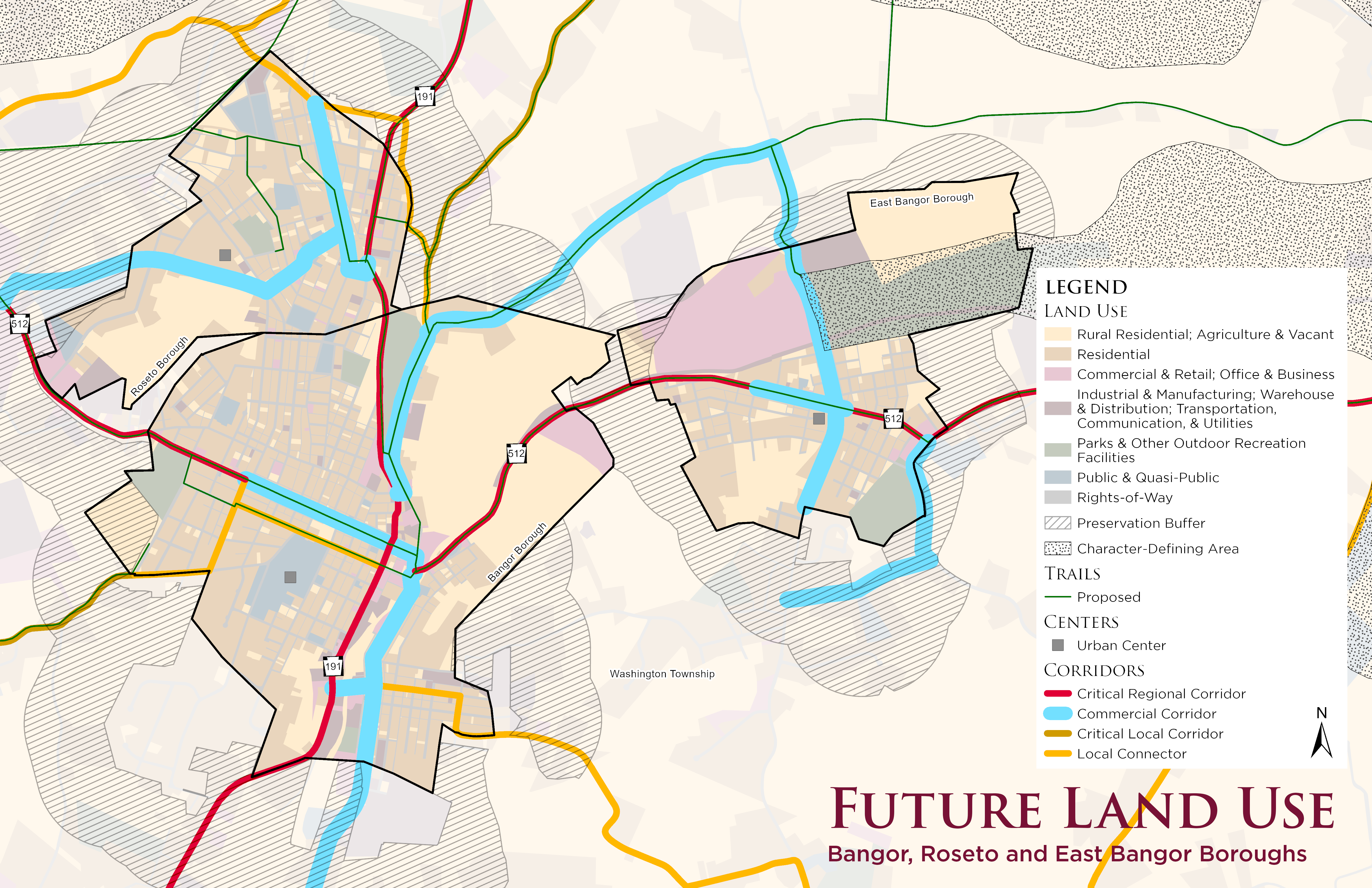 Future Land Use Plan Map for Bangor, Roseto and East Bangor